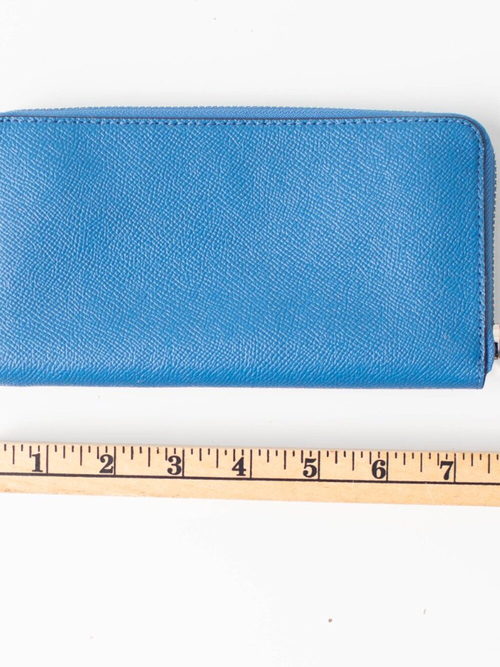 Blue Coach Long Zip Around Wallet Pebble Blue Leather NEW - Picture 3 of 4